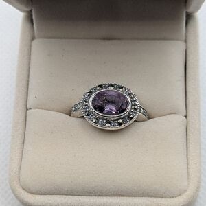 ✨ Amethyst & Marcasite Statement Ring ✨